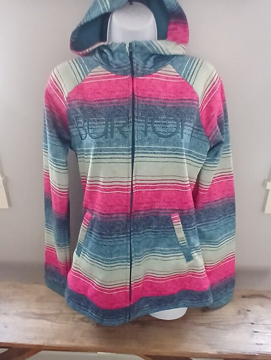 Burton Jackets & Blazers - Burton WB Peak Zip Striped Cool Weather Hoodie Spell-Out Pockets Size MEDIUM